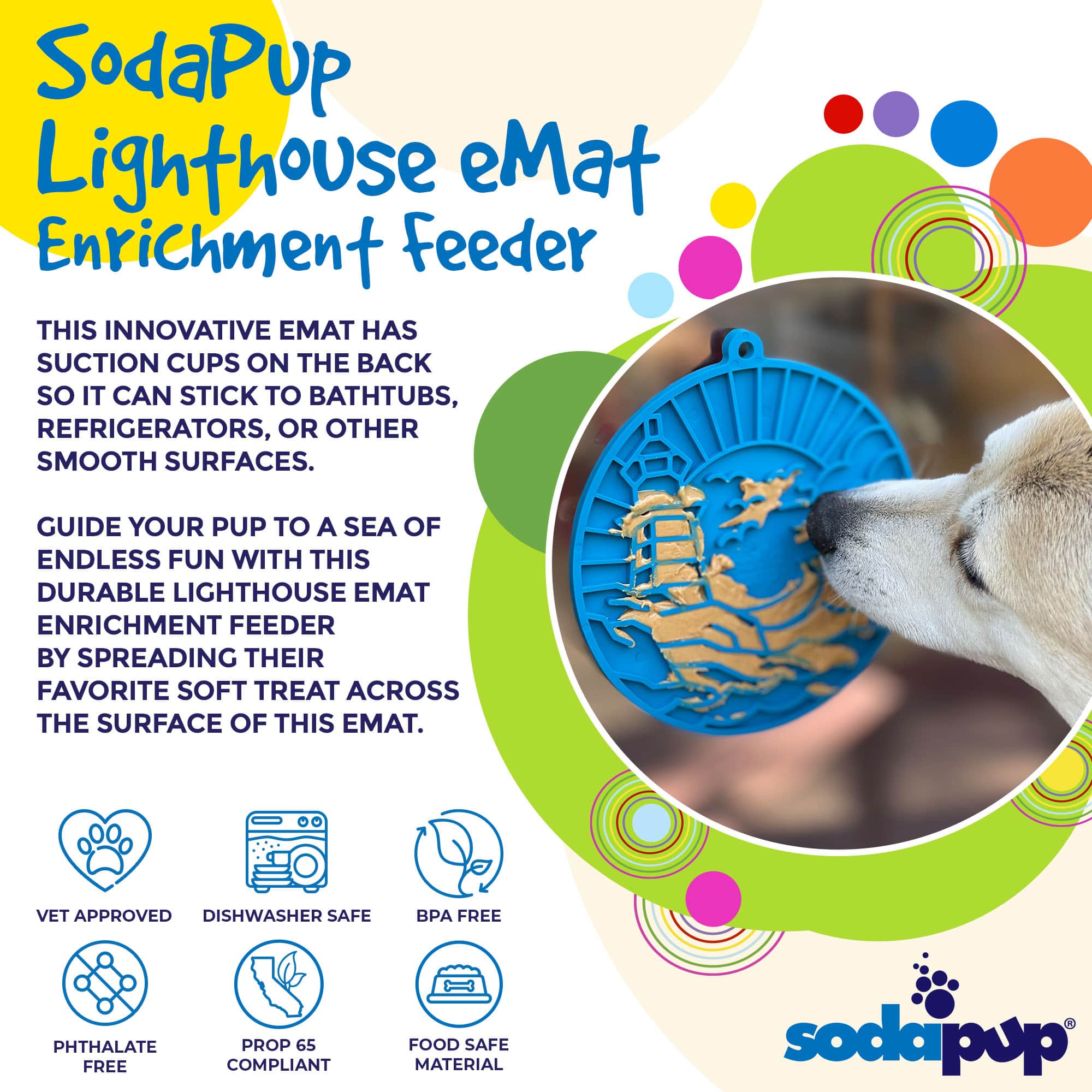 Lighthouse eMat - Enrichment Lick Mat For Dogs and Cats - With Suction Cups | USA Made - BIG FRENCHIES
