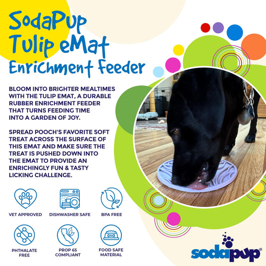 Tulip Design eMat - Enrichment Lick Mat For Dogs and Cats - With Suction Cups | USA Made - BIG FRENCHIES
