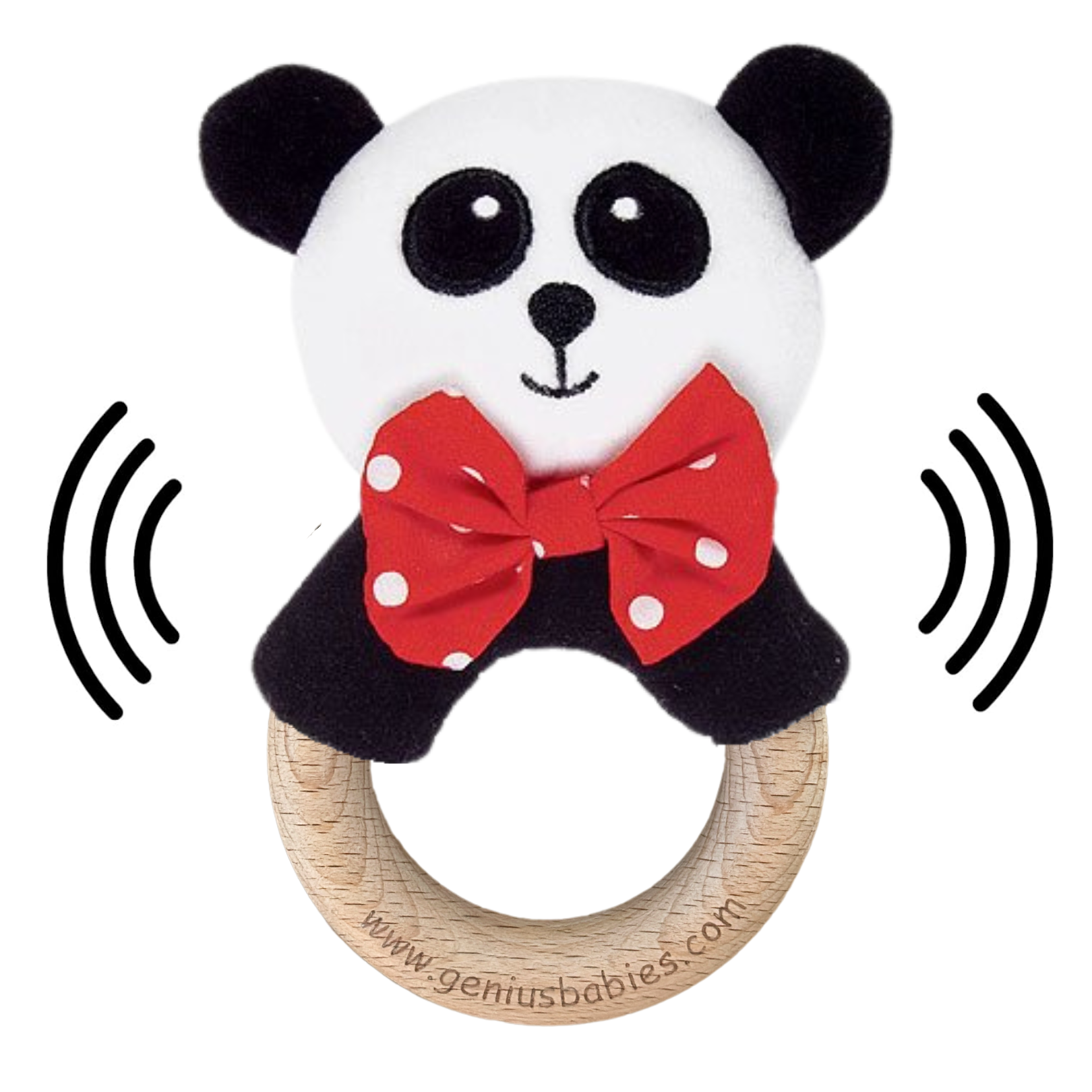 Baby Rattle in High-Contrast Black, White, Red (Beechwood) - BIG FRENCHIES