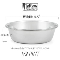 Jeffers Heavy Weight Stainless Steel Pet Bowls – Durable Pet Food & Water Dish, Chew-Resistant, Dishwasher Safe