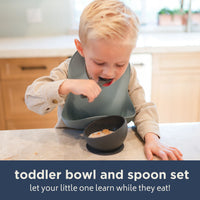 Duck Egg Blue Suction Bowl and Spoon Set - BIG FRENCHIES