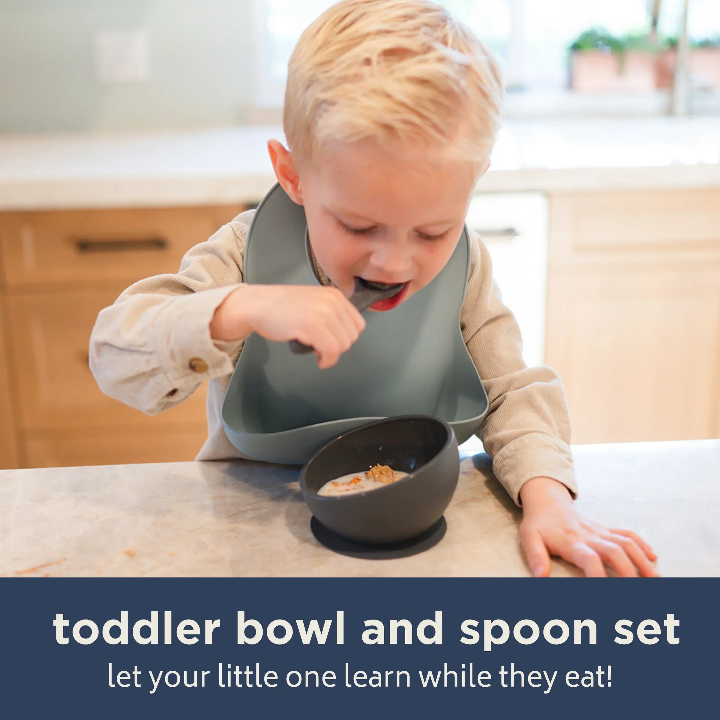 Duck Egg Blue Suction Bowl and Spoon Set - BIG FRENCHIES