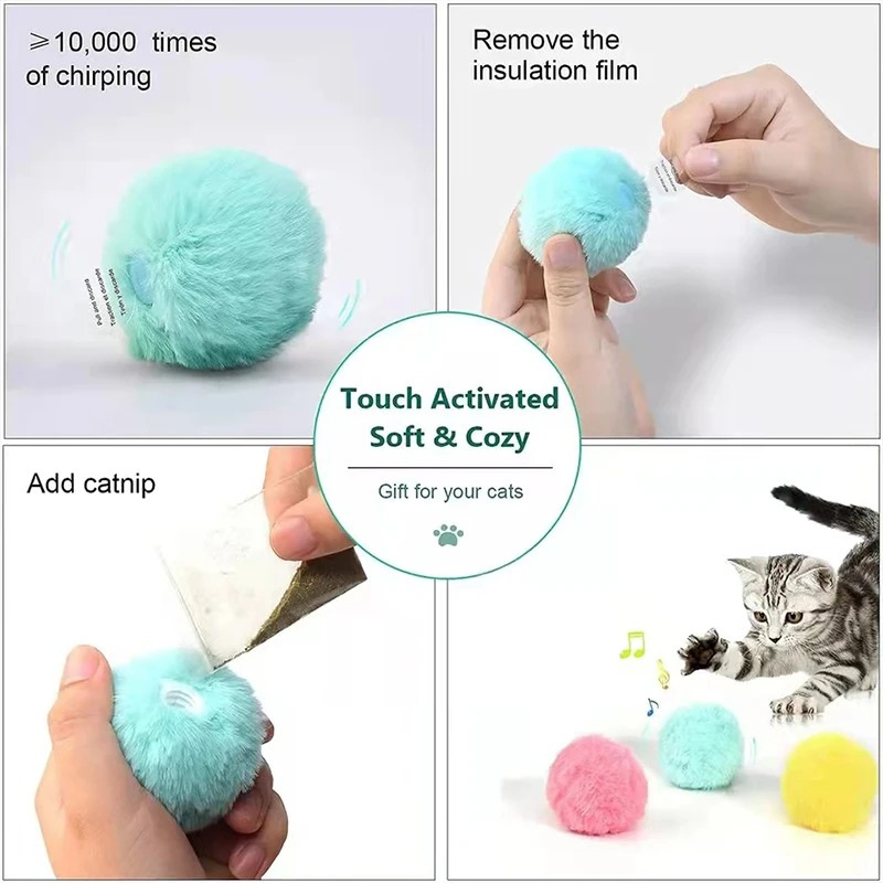 Interactive Ball Smart Cat Toys – Plush Electric Catnip Training Toy - BIG FRENCHIES