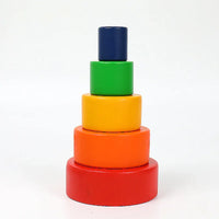5 Pcs Wooden Stacking Nesting Cup Bowl Set in Primary Rainbow Color - BIG FRENCHIES