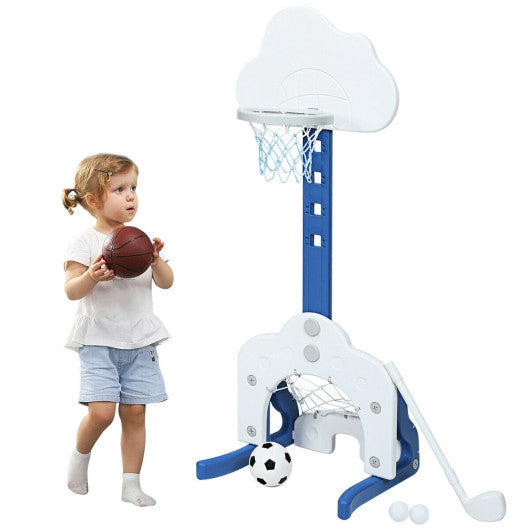 3-in-1 Kids Basketball Hoop Set with Balls-White - BIG FRENCHIES