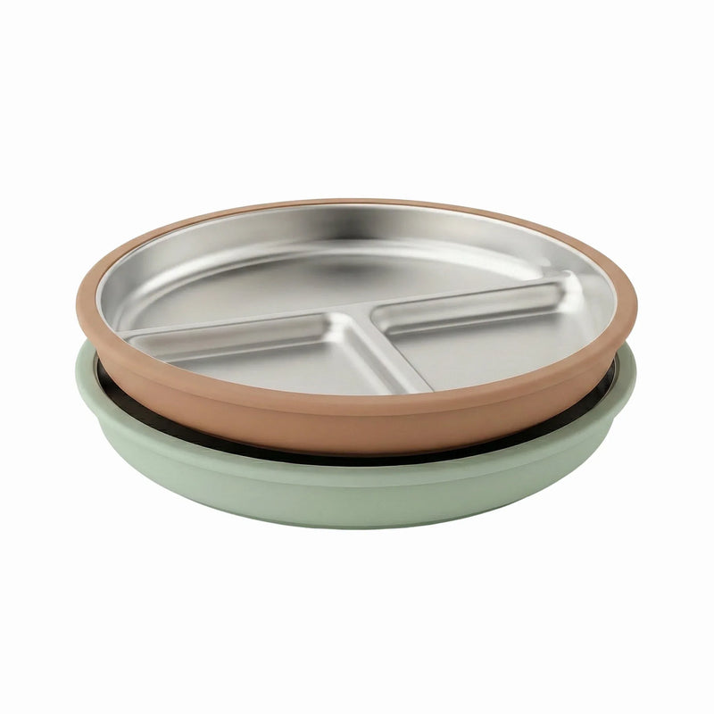 Stainless Steel Plate Set of 2 (Mocha Mousse & Sage Green) - BIG FRENCHIES