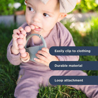 Mustard Silicone Bead & Wood Ring Pacifier Clip - BIG FRENCHIES