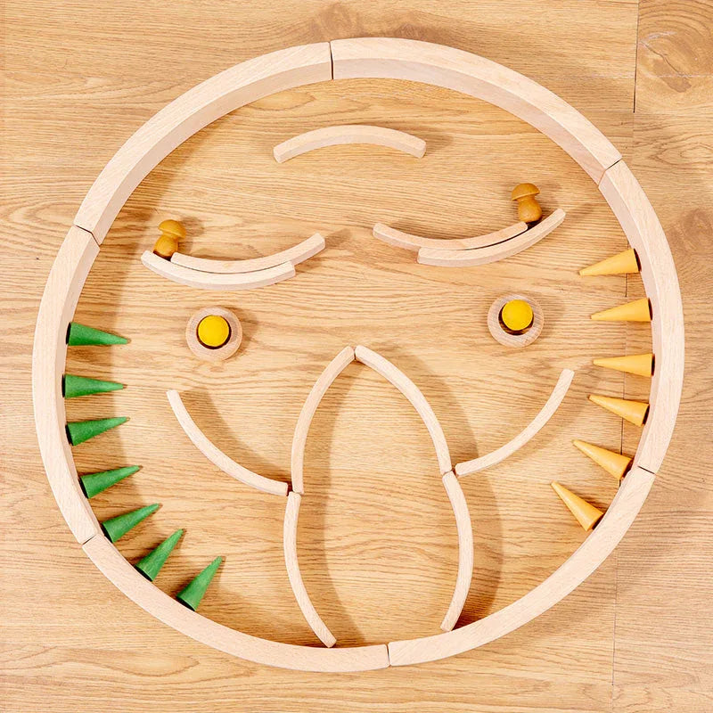 **Pre-order (Ships in 2-3 Weeks)**28 Pcs Mini Curved Natural Wooden Building Blocks with Storage Tray - BIG FRENCHIES