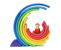 10 Pcs STAINED Wooden Rainbow Stacking Puzzle Blocks in Sunset Color - BIG FRENCHIES