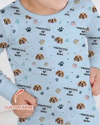 Custom Dogs Photo "Protected By" Bamboo Two Piece Long Sleeve Pajama Set