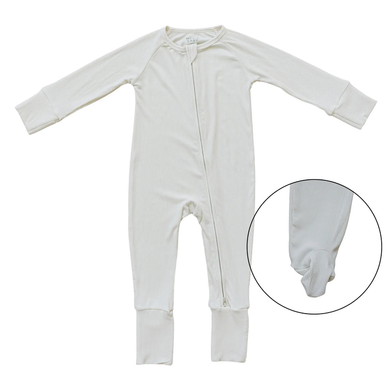 Cream Ribbed Bamboo Zipper - BIG FRENCHIES