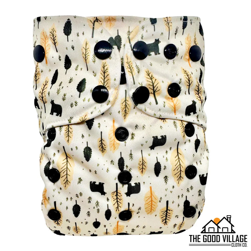 One Size Pocket Diaper | Black Bears - BIG FRENCHIES