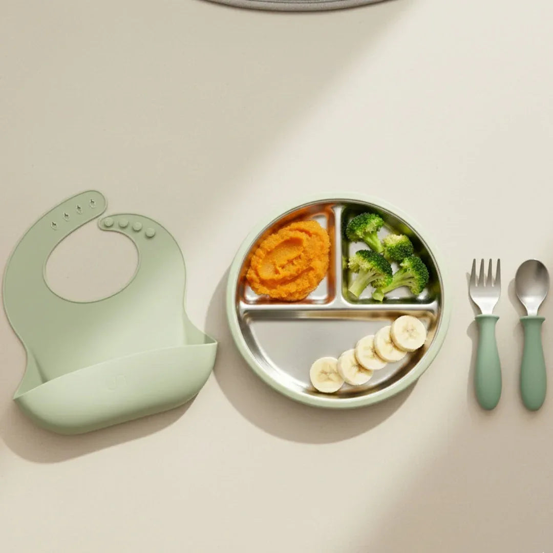 Stainless Steel Toddler Feeding Set 12+ Months- Sage Green - BIG FRENCHIES