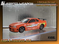 Street Weapon Nissan R34 GT-R Fast & Furious Livery 1:64