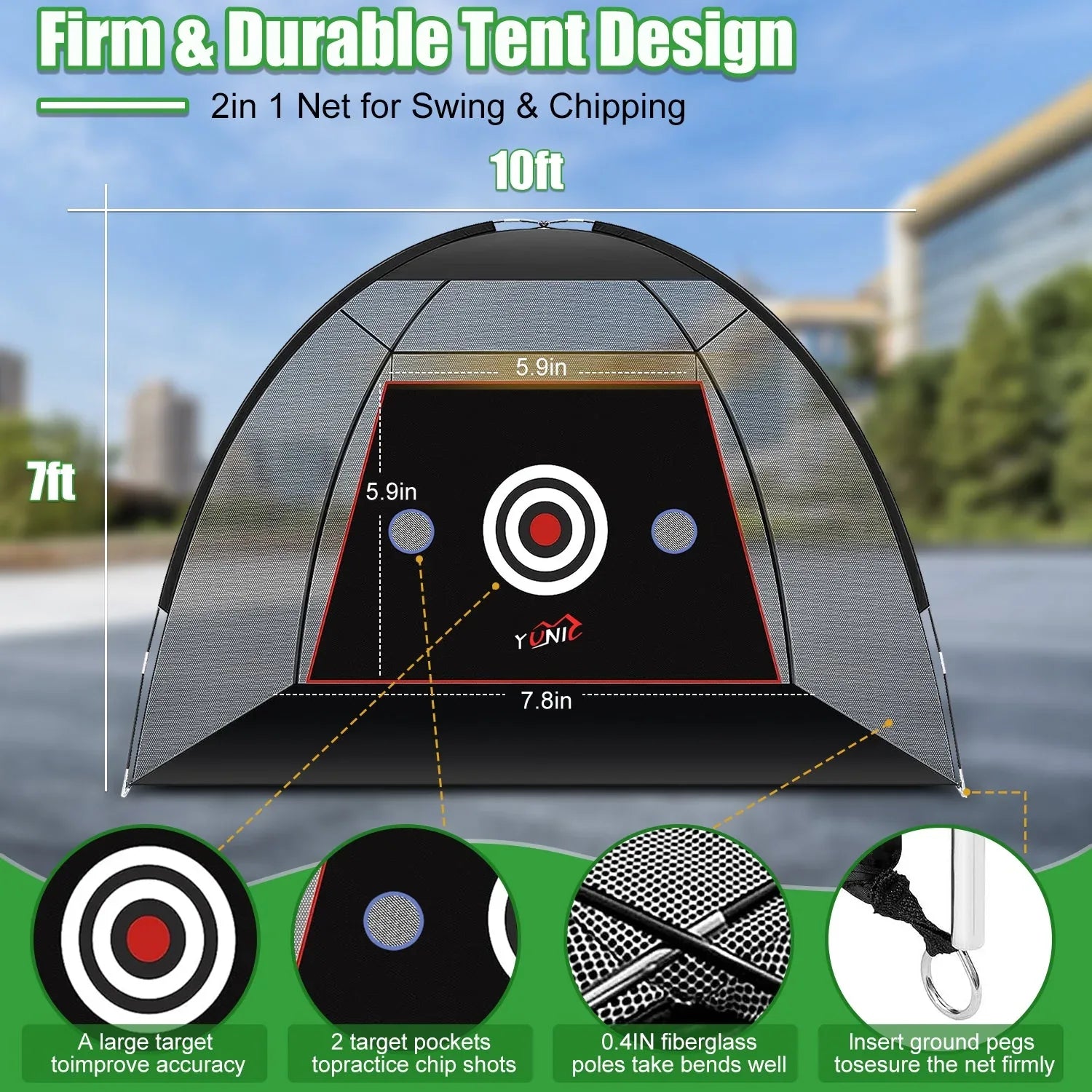 Golf Practice Net - Tent Style (10ft x 7ft) - BIG FRENCHIES