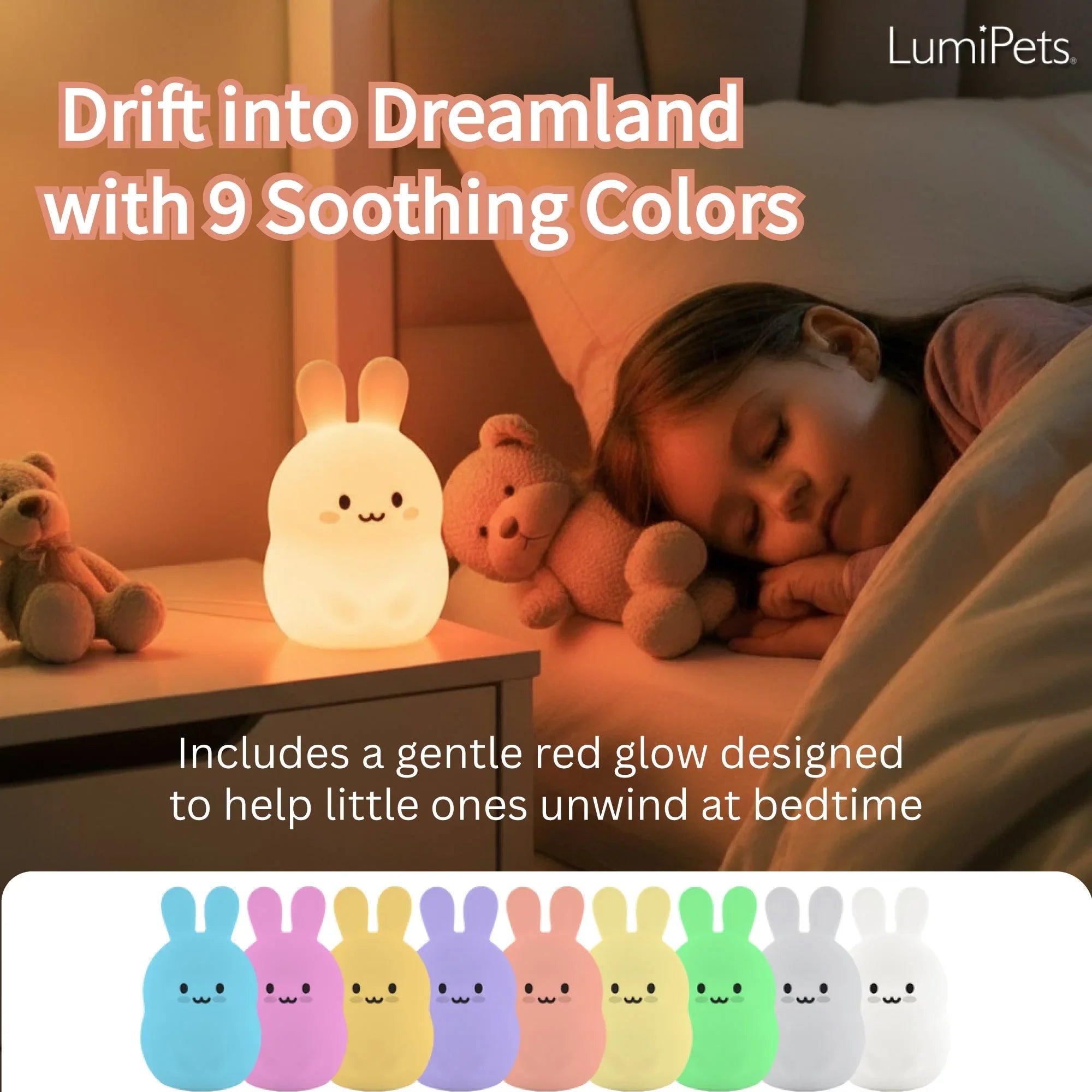 LumiPets® Baxter the Bunny- Children's Touch Night Light - BIG FRENCHIES