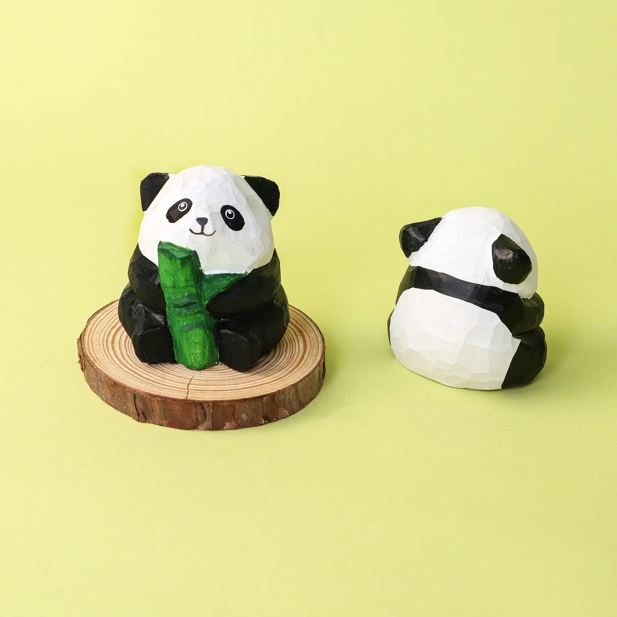 Hand-Carved Wooden Panda Figurine – Cute Handmade Decor with Mini Accessories - BIG FRENCHIES