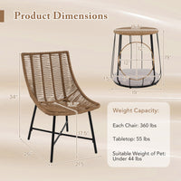 3 Piece Outdoor Furniture Set with Pet Housefor Patio Yard-Brown