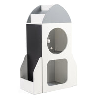 3-Tier Kids Bookshelf Rocket Space Theme Toddler Toy Storage Organizer-White