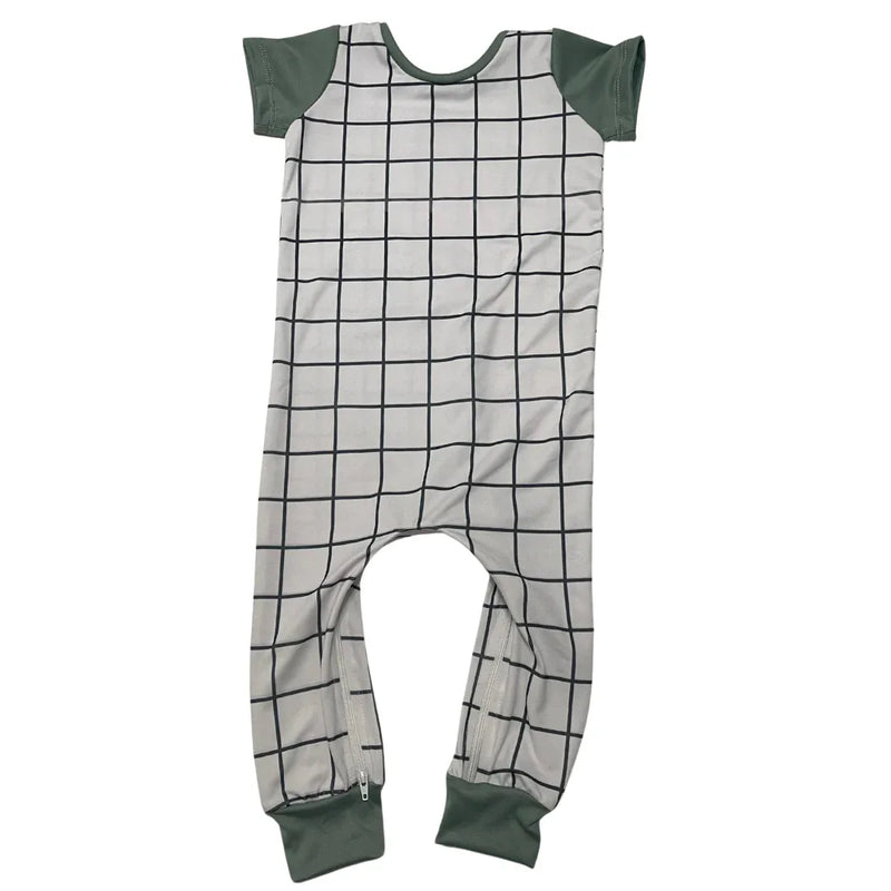 White Squares Zip Romper - BIG FRENCHIES