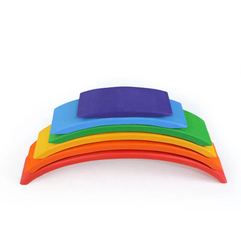 6 Pcs Wooden Rainbow Bridge Stacking Building Blocks - BIG FRENCHIES