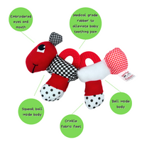 Caterpillar Teething and Sensory Toy in Black, White and Red, 9" - BIG FRENCHIES