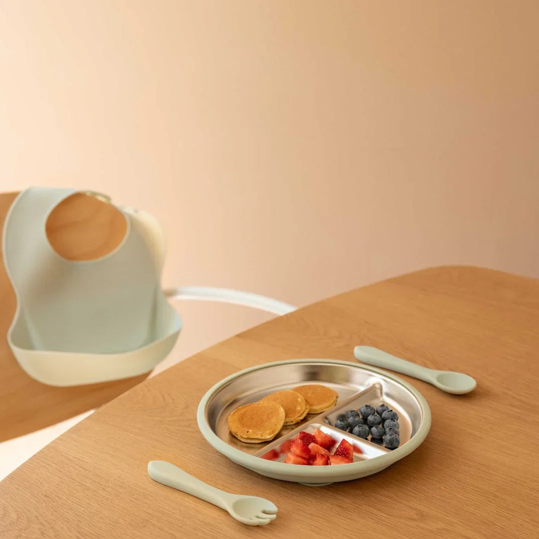 Stainless Steel Baby Feeding Set 6+ Months- Sage Green - BIG FRENCHIES