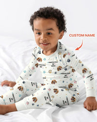 Custom Dogs Photo "Protected By" Bamboo Two Piece Long Sleeve Pajama Set