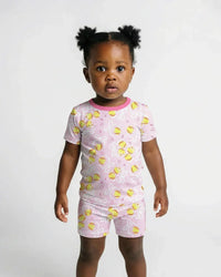 Softball Cherry Mom And Girl Matching Bamboo Two Piece Short Sleeve Shorts Pajama Set