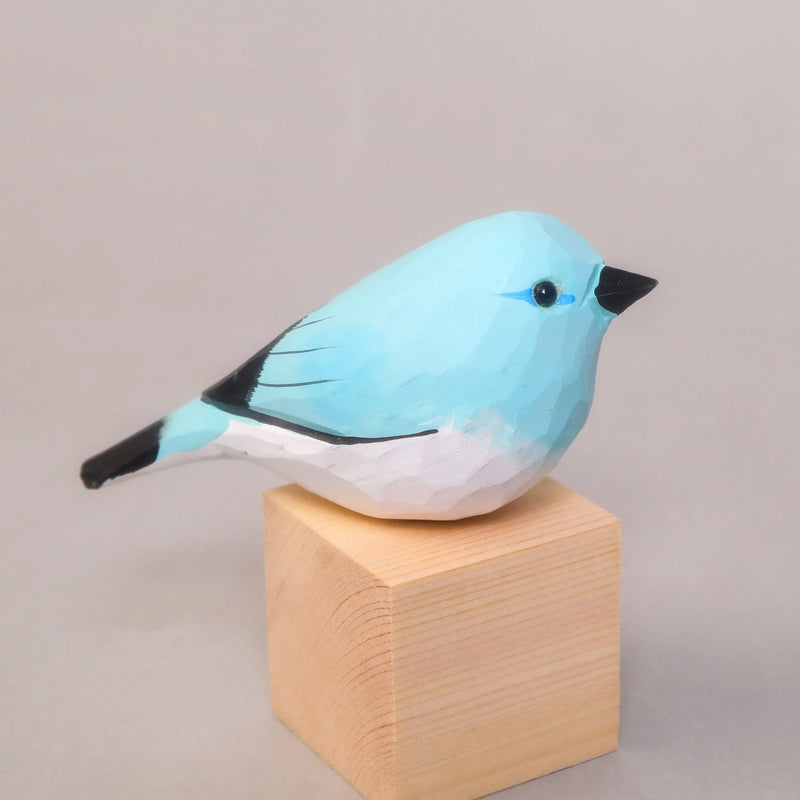 Hand-Carved Wooden Bird Figurine – Blue - BIG FRENCHIES