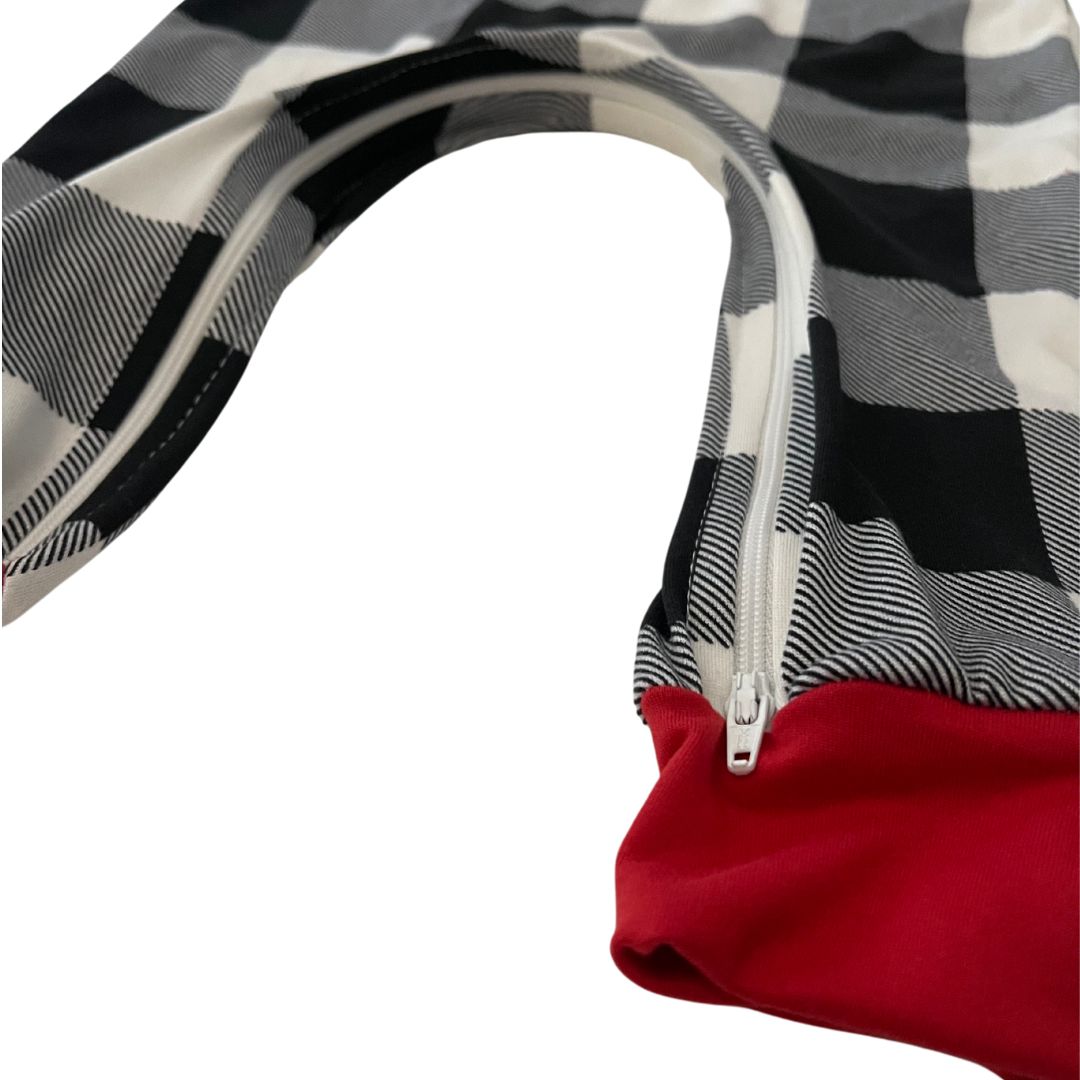 B/W Buffalo Plaid Zip Romper