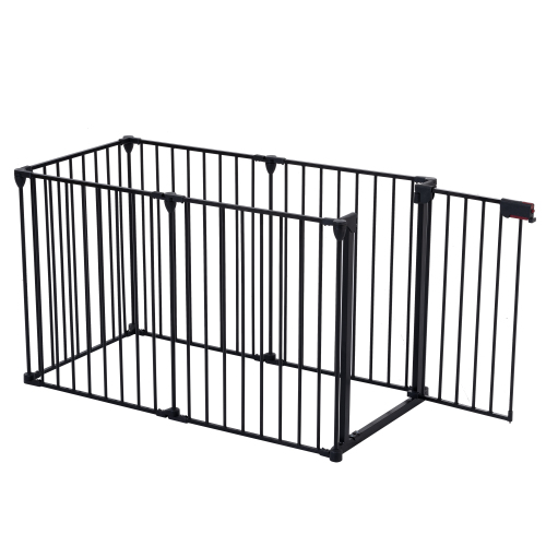 150 Adjustable Safety Gate 6 Panels Play Yard Metal Doorways Fireplace Fence Christmas Tree Fence Gate For House Stairs 
