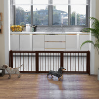 28"-75" Freestanding Wooden Pet Gate with Support Feet & Non-Slip Mats for Indoor, Stairway, Doorway, Brown