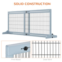 71" W x 27.25" H Extra Wide Freestanding Pet Gate with Adjustable Length Dog, Cat, Barrier for House, Doorway, Hallway, 