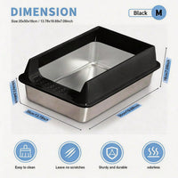 Stainless Steel Cat Litter Box, Large Open Top Litter Box With Anti Splash High Sides, Anti Tracking Pedal, Easy To Clea