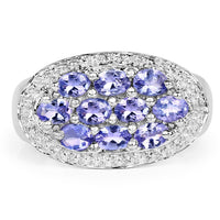 1.70 Carat Genuine Tanzanite .925 Sterling Silver Ring