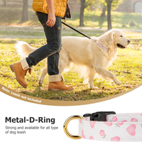Dog Collar White And Pink Love Heart With Pendant Cute Dog Collar