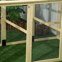 Wooden Chicken Run, Combinable Design with Perches, 4.6 x 2.8, Nature Wood
