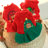 Pet Dog And Cat Clothing Festive Red Outfits