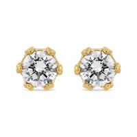 14K White Gold 1/2 Cttw Round Diamond Crown Stud Earring (I-J Color, I1-I2 Clarity)