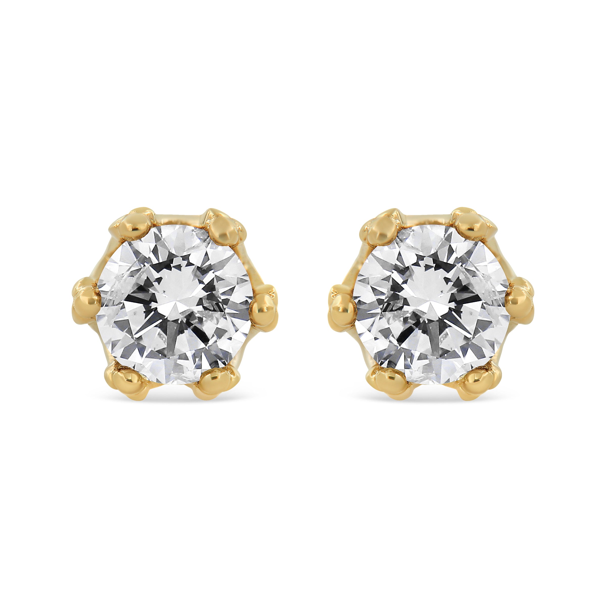14K White Gold 1/2 Cttw Round Diamond Crown Stud Earring (I-J Color, I1-I2 Clarity)