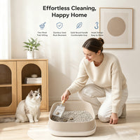 Stainless Steel Cat Litter Scoop With Fine Mesh Sifter, Durable Metal Litter Scooper With Ergonomic Wooden Handle, Heavy