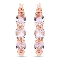 1.63 Carat Genuine Morganite and White Diamond .925 Sterling Silver Earrings