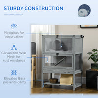 Wooden Hamster Cage with Storage Shelf, Large Rat Mouse Habitat Including Seesaw, Small Animal Cage with Sliding Tray, W