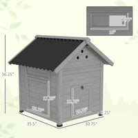 Duck Coop, Wooden Duck House With Openable Roof & Double Doors, Light Gray