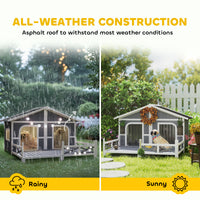 Dog House Outdoor, Wooden Dog Kennel Weatherproof with Porch, Openable Roof, Removable Bottom, Elevated Floor, Double Ro