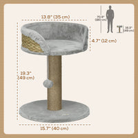 Cat Tree with Scratching Post, Toy Ball, Perch, Small Cat Tower for Indoor Cats - 16" x 16" x 19", Grey