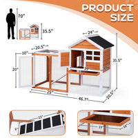 House Type With Running Ladder, Orange-red, Wooden Chicken Rabbit Cage