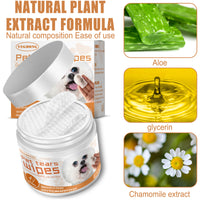 Pet Tear Stain Wipes For Dogs & Cats, Natural Aloe & Chamomile Extract Gentle Eye Cleaning Wipes, Hypoallergenic Non-Irr