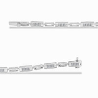 14K White Gold 1.0 Cttw Invisible Set Princess Cut Diamond Alternating Station and Link Tennis Bracelet (I-J Color, I1-I2 Clarity) - Size 7.25" Inches